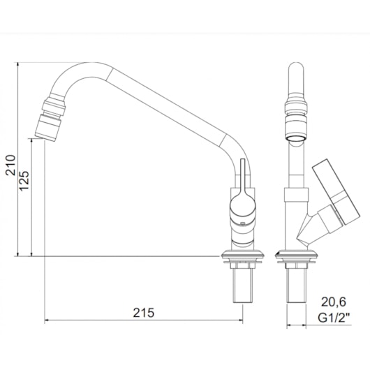 Torneira Para Cozinha Bica Móvel Balcão 1173 C 36 Meber - Imagem principal - 69a374c3-0e97-4be9-af0b-b03d1f1c749e