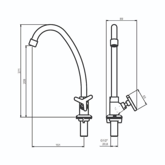 Torneira Para Cozinha De Mesa 1173 15 Bj 1/4v Preto Matte Meber - Imagem principal - 22621361-5e0f-4aa9-b175-6f0918aaaf2e