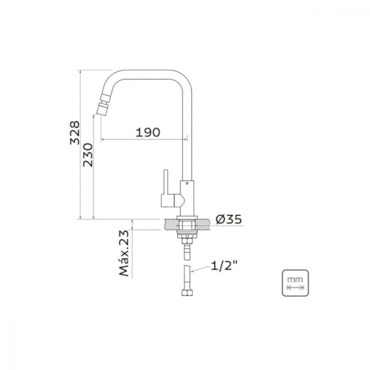 Torneira Para Cozinha De Mesa Angolare Bica Alta Cromada Tramontina - Imagem principal - 5880fba4-91ea-4936-a85c-b7a65095efd6