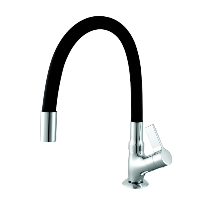 Torneira Para cozinha De Mesa Bica Média Flexível 1173 C36 Cromado/ Preto Meber