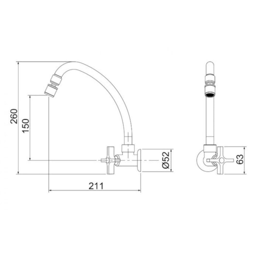 Torneira Para Cozinha De Mesa Club Cromada 1168 C47 Lorenzetti - Imagem principal - 8ce37f12-7d8a-4d89-88ed-eb6163751ef9