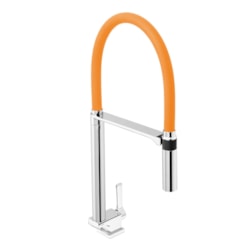 Torneira Para Cozinha De Mesa Doc Bica Alta Cromada/laranja Docol