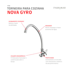 Torneira Para Cozinha De Mesa Nova Gyro Cromado Fabrimar