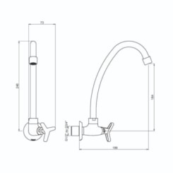 Torneira Para Cozinha De Parede 1187 15 Bj 1/4v Preto Matte Meber