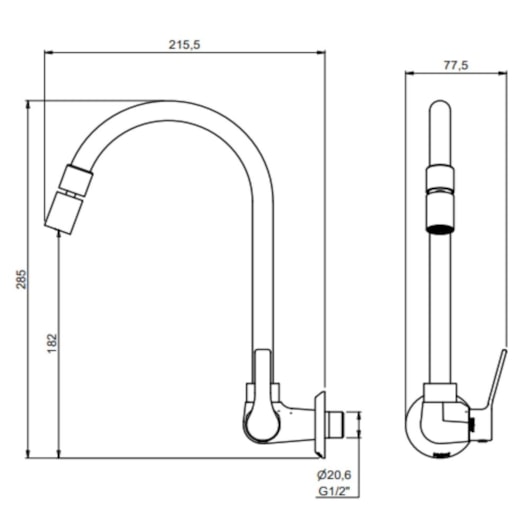 Torneira Para Cozinha De Parede Bica Alta 1187 C32 1/4V Meber - Imagem principal - 5ba0e94f-3e32-4f03-bde3-dc75753598ec