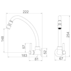 Torneira Para Cozinha De Parede Fit Slim 1168 Cromada Lorenzetti