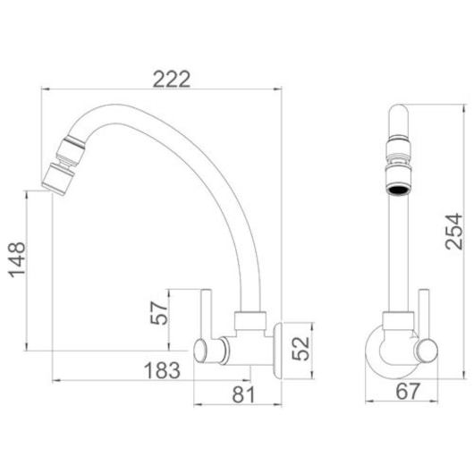 Torneira Para Cozinha De Parede Fit Slim 1168 Cromada Lorenzetti - Imagem principal - ba2e301a-b8d7-48d9-a925-c1e2e21e44fd