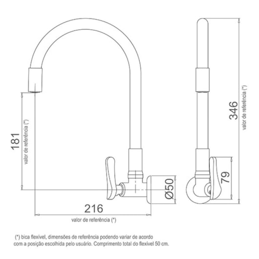 Torneira Para Cozinha De Parede Flex B27 Preta Cromada Lorenzetti - Imagem principal - 7930eaa7-e1c8-4e5f-a809-1ac4f40219cf