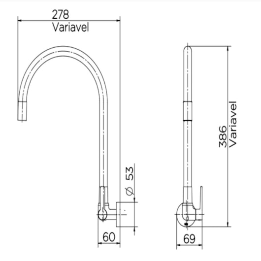 Torneira Para Cozinha De Parede Galiflex Cinza Docol - Imagem principal - 7f080d67-ae57-4da1-8ff6-98fe5ededcb4
