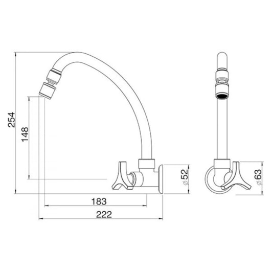 Torneira Para Cozinha De Parede Trio Cromada 1168 C33 Lorenzetti - Imagem principal - 756312fd-6182-417d-9dde-f86881b81df2