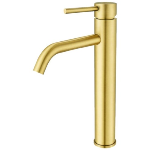 Torneira Para Lavatório Bica Alta Dourado Escovado Drop - Imagem principal - 168a3b42-f397-458f-9701-7763613e1c85