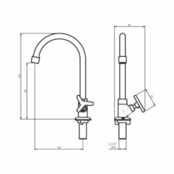 Torneira Para Lavatório De Mesa 1188 15 Bica Alta 1/4v Preto Matte Meber