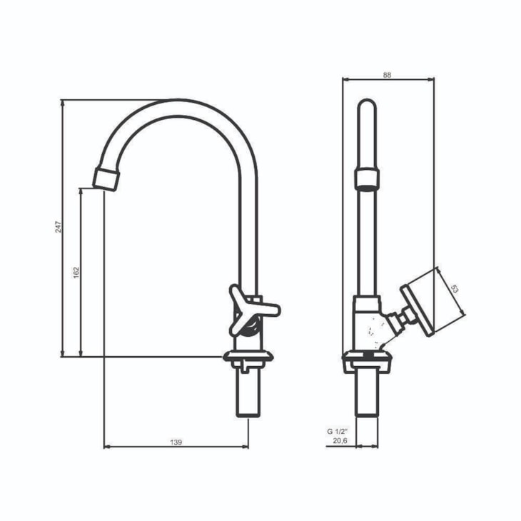 Torneira Para Lavatório De Mesa 1188 15 Bica Alta 1/4v Preto Matte Meber