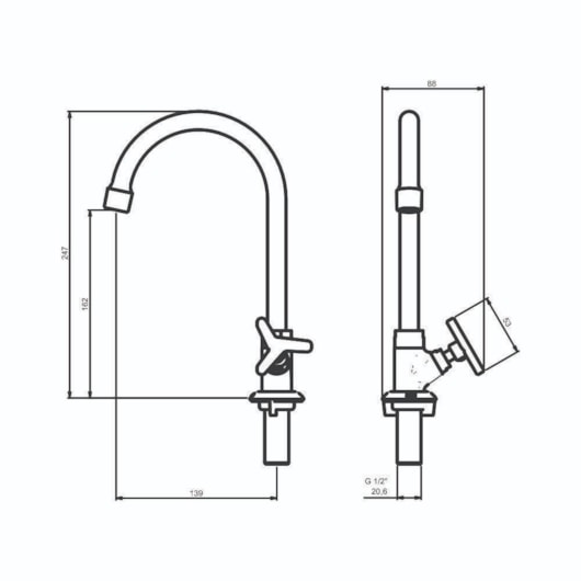 Torneira Para Lavatório De Mesa 1188 15 Bica Alta 1/4v Preto Matte Meber - Imagem principal - 4b687af5-883a-48e0-9cd6-86b2096f5a2b