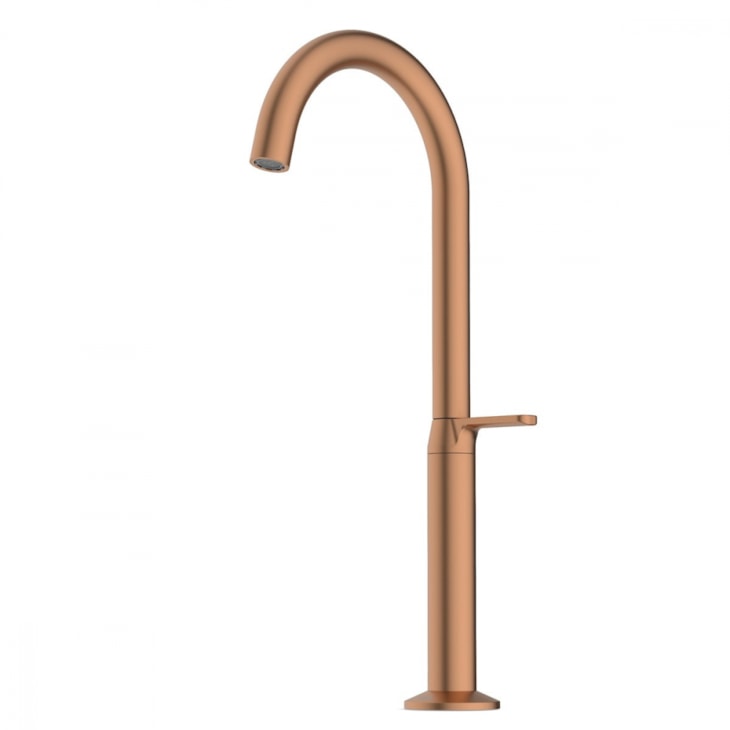 Torneira Para Lavatório De Mesa Bica Alta Design Matte Rose Gold Celite