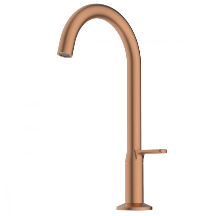Torneira Para Lavatório De Mesa Bica Baixa Design Matte Rose Gold Celite