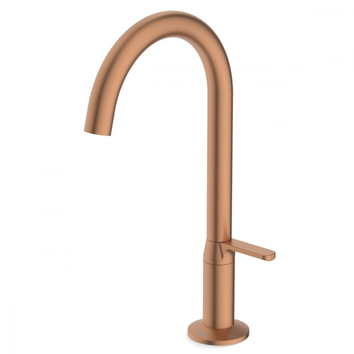 Torneira Para Lavatório De Mesa Bica Baixa Design Matte Rose Gold Celite