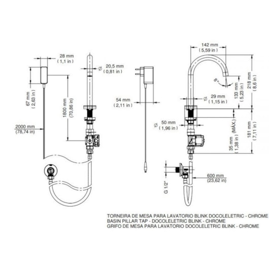 Torneira Para Lavatório De Mesa Blink Eletric Cromada Docol - Imagem principal - f77be5d4-4c9f-4d79-8a8d-56ab9e4be068