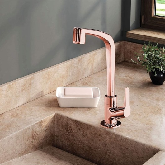 Torneira Para Lavatório De Mesa Flatt Rose Gold Lorenzetti - Imagem principal - 03fe075a-dbec-4f6f-8c48-c21a11a39614