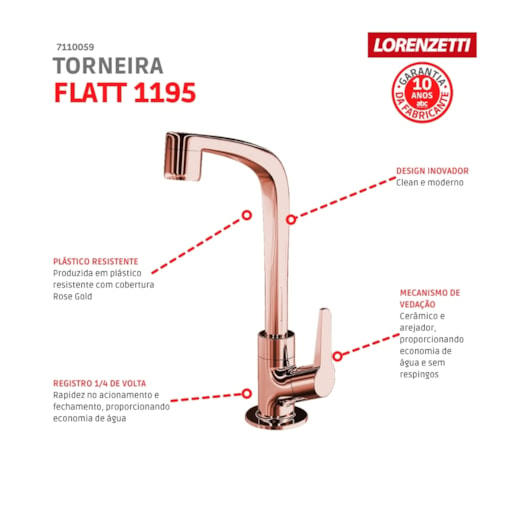 Torneira Para Lavatório De Mesa Flatt Rose Gold Lorenzetti - Imagem principal - 1aba7087-81e6-4ce7-9384-a12190f483a1