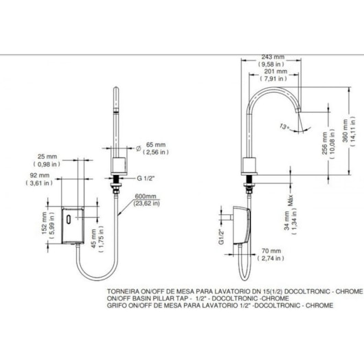 Torneira Para Lavatório De Mesa On/ Off Tronic Docol - Imagem principal - d362b3b2-4375-404b-ae92-ee16ee875376