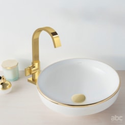 Torneira Para Lavatório De Mesa Polo Bica Alta 1198 Gold Deca