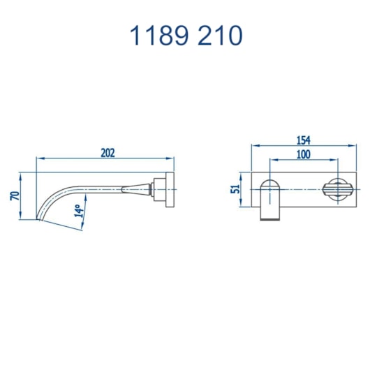 Torneira Para Lavatório De Parede Com Acionamento Lateral Prima 210 1189 Champanhe Fani - Imagem principal - 14603b12-aa9b-45d1-97d8-45bfc383e008