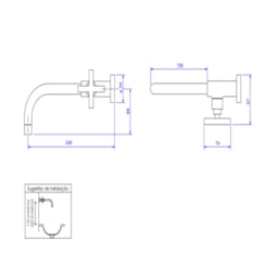 Torneira Para Lavatório De Parede Duna Clássica Black Matte Deca