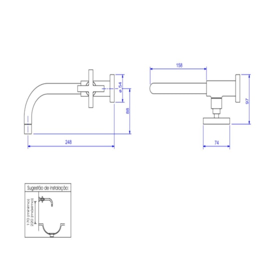 Torneira Para Lavatório De Parede Duna Clássica Black Matte Deca - Imagem principal - 135a75a1-9265-4e2c-9b65-b233217cb772