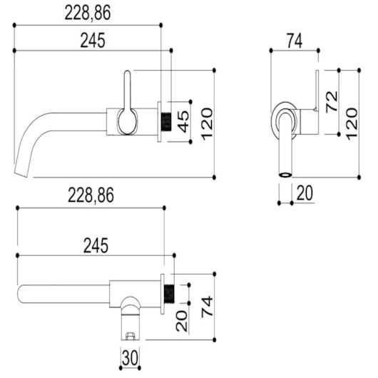 Torneira Para Lavatório De Parede Kr677 Absinto Matte Kromma - Imagem principal - 7883efcc-3ea9-4464-bca4-b3d77b404d72