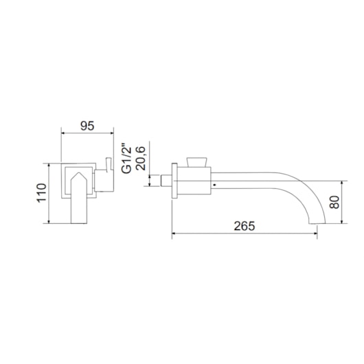 Torneira Para Lavatório Parede 1200 C 240 Meber - Imagem principal - 25843529-a357-403d-a831-7a1309a30256