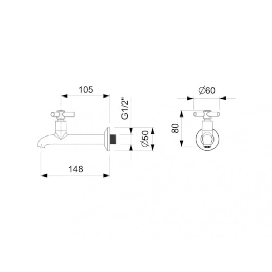 Torneira Para Tanque De Parede One Cromada Celite - Imagem principal - 394f4d55-5077-4a70-92b2-369b40e78dbb
