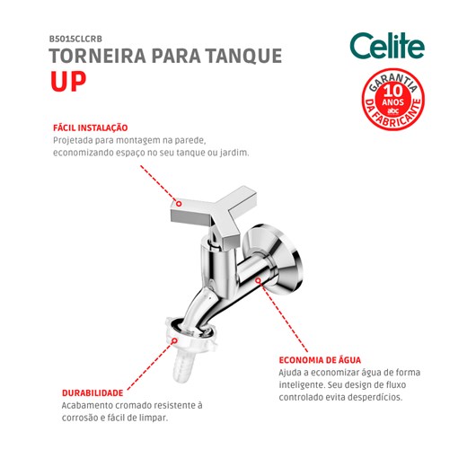Torneira Para Tanque E Jardim De Parede Up Cromada Celite - Imagem principal - 5d76bd1e-2245-4fc5-909e-90b303f92de9