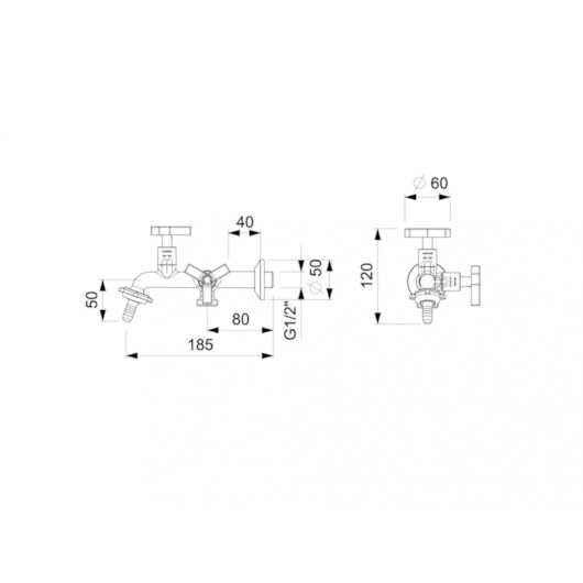 Torneira Para Tanque E Máquina De Lavar De Parede Up 1131 Cromada Celite - Imagem principal - 391e7573-79d0-4a19-9f15-212c72d6b843