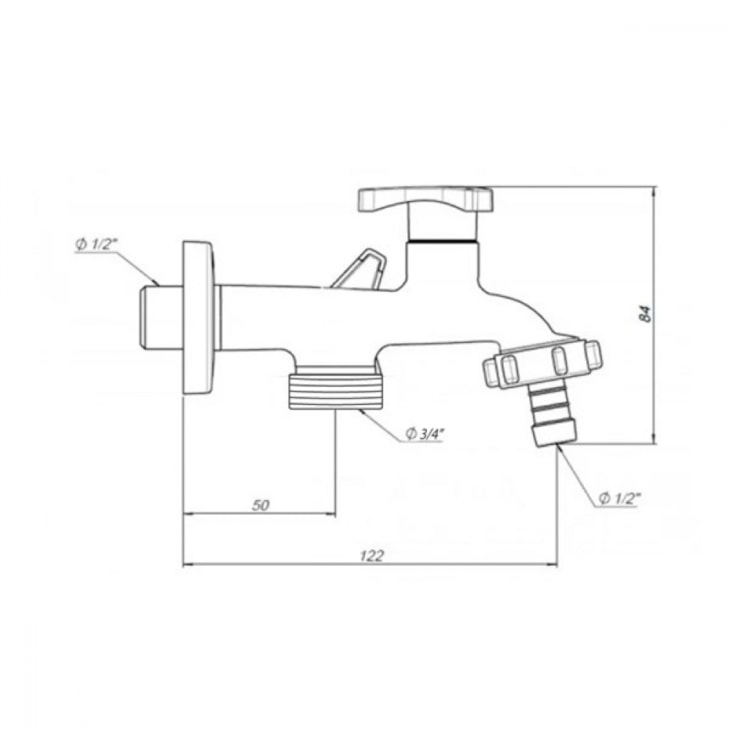 Torneira Para Tanque Maquina Nova Gyro Cromado Fabrimar
