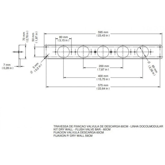 Travessa De FixaÃ§Ã£o Para VÃ¡lvula De Descarga Docol 60 cm - Imagem principal - b9f29b5e-254e-4d56-beca-5bbca6eec9bd