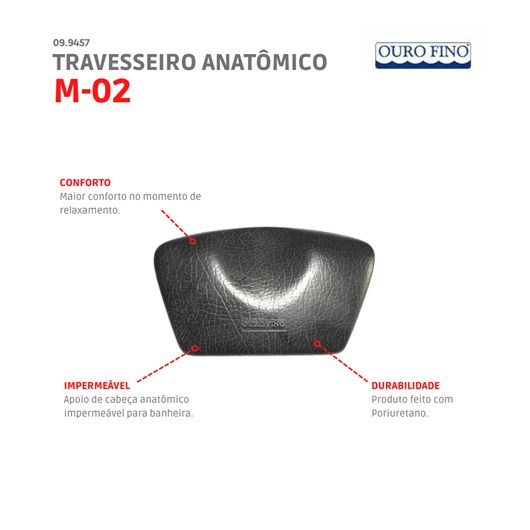 Travesseiro Anatômico Para Banheira M-02 Preto Ouro Fino - Imagem principal - 3728715c-de26-4ec9-a078-95bde0db8d46