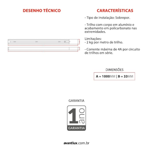 Trilho Elegance Preto T1 Avant 1,0m - Imagem principal - 1fcd9085-13dc-459a-9722-d6c7310f54f8