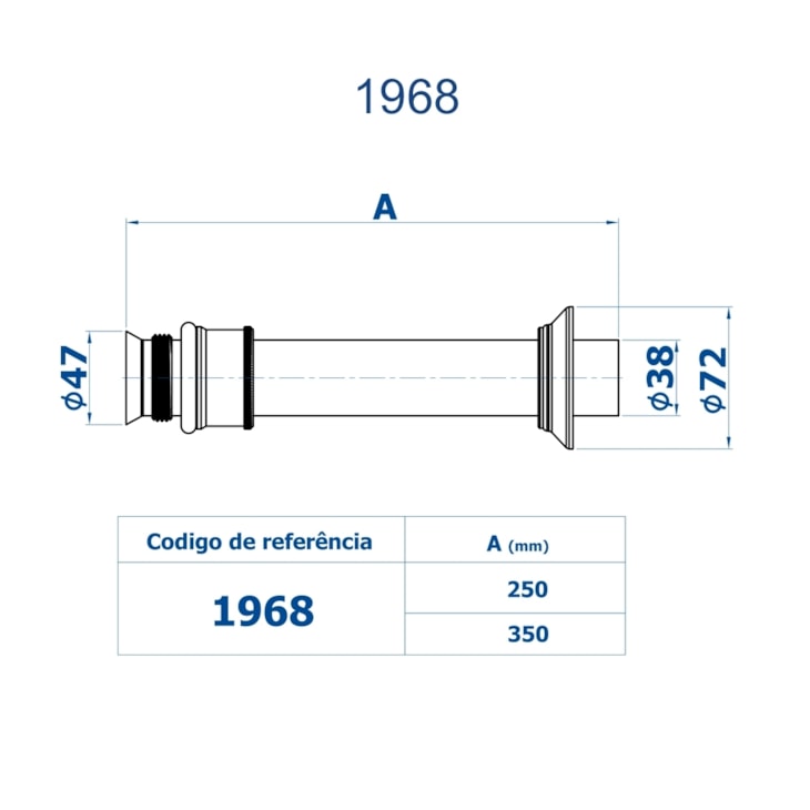 Tubo De Ligação Ajustável 1968 Champanhe Fani 25Cm