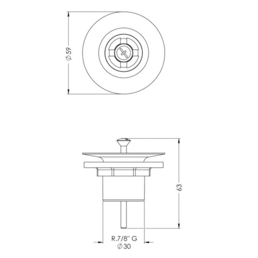 Válvula De Escoamento Para Lavatório 7/8 Universal com Tampa Plástica Cromado Roca - Imagem principal - f7969c9d-e9fd-4713-be16-bd328409f30c