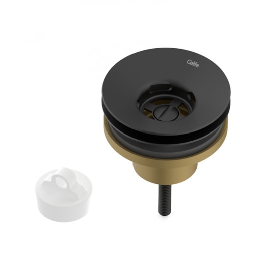 Válvula De Escoamento Universal Para Lavatório 7/8 Com Tampa Plástica Preto Mate Roca - Imagem principal - 0e8d52cf-14cb-4f46-baf6-ecf1494df8b9