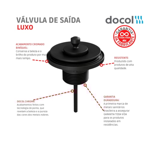 Válvula De Saída D'água Universal Com Tampa De Metal Luxo Docol - Imagem principal - 914cb529-f7bc-45c9-a233-103a604edb90