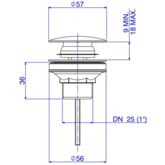 Válvula Escoamento Click Para Lavatório, Cuba e Bidê Dark Antracite Deca - Imagem principal - 3b625591-85cc-417d-bffc-1f63663c0afe