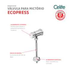 Válvula Para Mictório Ecopress Cromada Celite