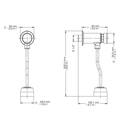 Válvula Para Mictório Pressmatic Compact 1/2 3/4 Docol 20cm - Imagem principal - 44ced9f6-1286-4387-9228-ce88cd0b73ca