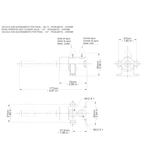 Válvula Para Piso/parede Pedalmatic Cromada Docol - Imagem principal - 1a816af5-22fd-486a-bfcc-a97e32475670