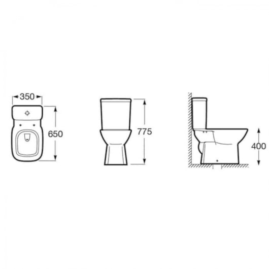 Vaso Para Caixa Acoplada Debba Classic Branco Roca - Imagem principal - e3461a22-ded6-45eb-9010-24323171c9cc