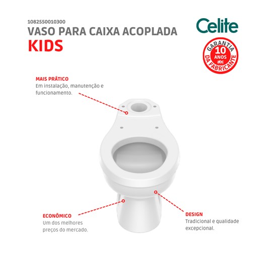 Vaso Para Caixa Acoplada Infantil Branco Celite - Imagem principal - bcf0300e-ee3f-47f0-881a-4366a4f4b38c