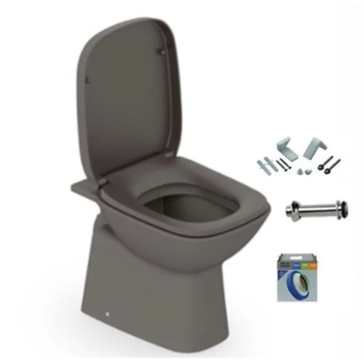 Vaso Sanitário Com Acessórios De Instalação E Assento Termofixo Debba Café Roca  - Imagem principal - 6aae02ce-0ce8-4c0c-a264-da2a5ee1e3c0