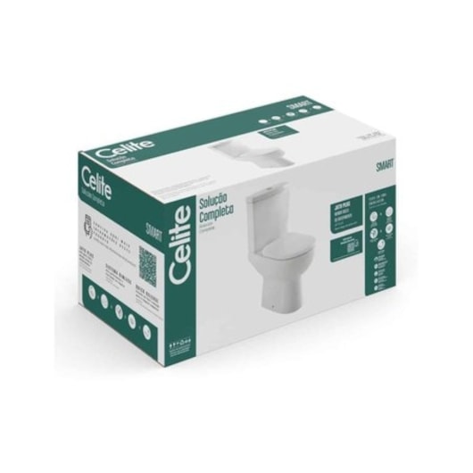 Vaso Sanitário Com Caixa Acoplada E Itens De Instalaçao Assento Termofixo Smart Mate Black Celite - Imagem principal - 11188714-0385-433f-8b77-621479f589ba